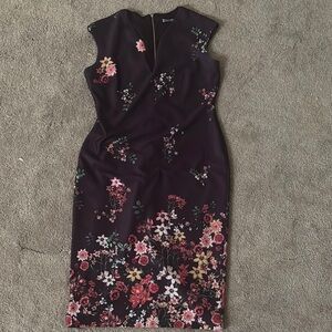 New York & Company Pink and Orange Sheath Midi Dress